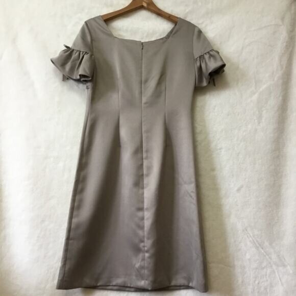 Tahari Gray Ruffled Short Sleeve Dress - Picture 5 of 7